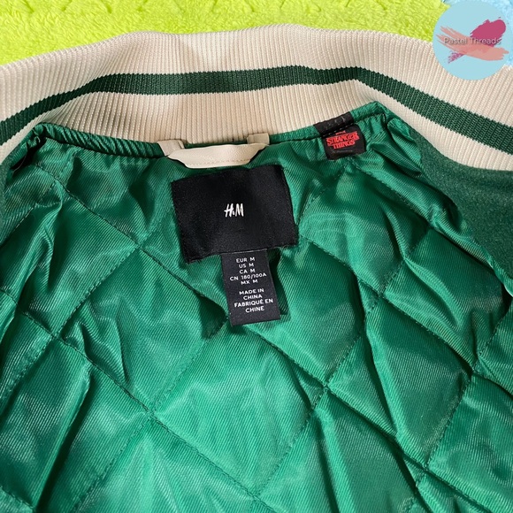 NWOT Ltd. Ed. H&M, Green, Stranger Things Hawkins High Tigers Letterman Jacket - Picture 7 of 13